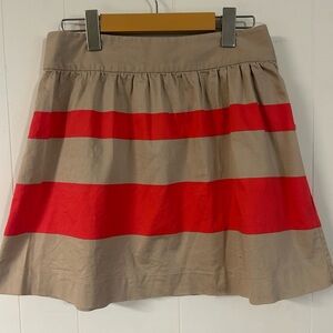 Alfred Sung, size 2, mini skirt, brown with red stripes, zipper back, fitted